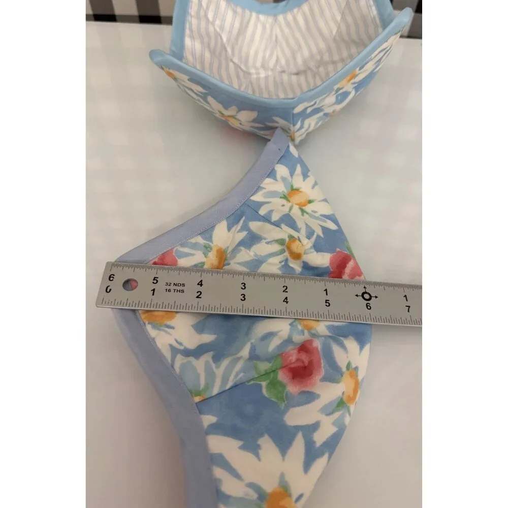 Handmade FLORAL PRINT Microwave Safe Bowl‎ Cozy Reversible Quilted Cozie Medium
